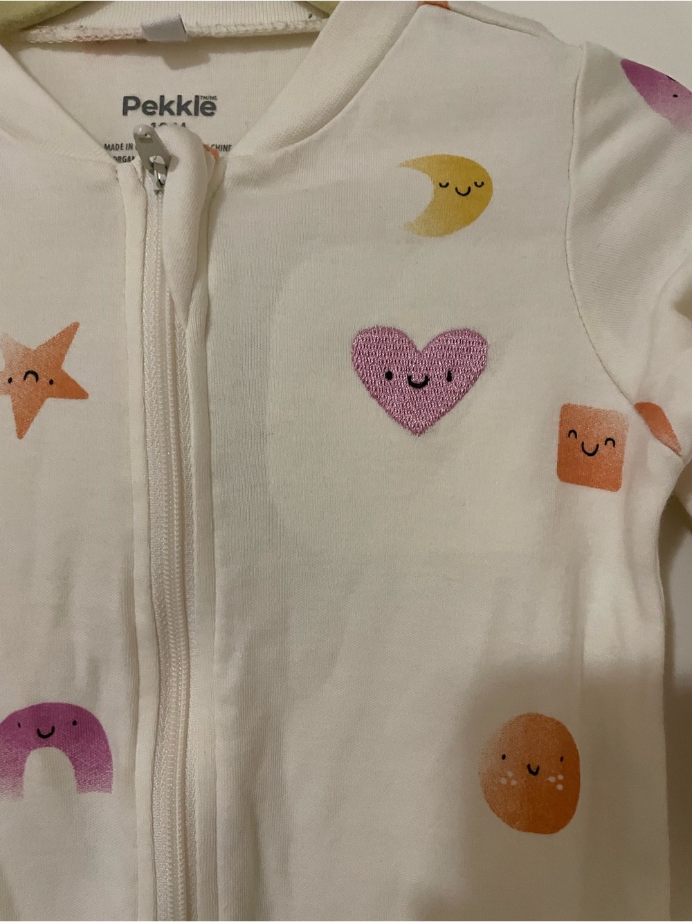 Pekkle White Kids One-Piece Footie with Cute Multicolor Prints